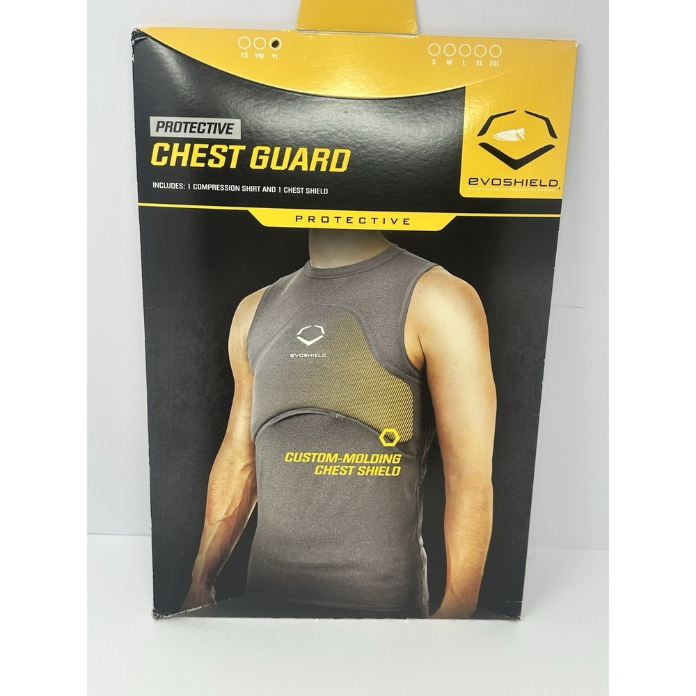 Evoshield Chest Guard Youth Male L Compression Custom Molded Heart Protection S7